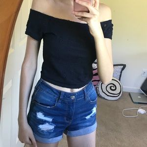 4 FOR $25! hollister navy lace crop top